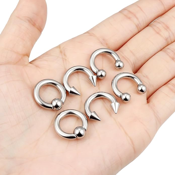 00G 0G 2G 4G 6G 8G 10G 12G 14G 16G Septum Rings Silver Black Surgical Steel Heavy Gauges Earrings Stretching kit Eyebrow Lip Septm Nose Rings Helix Tragus Daith Rook Earrings Hoops 10mm-19mm