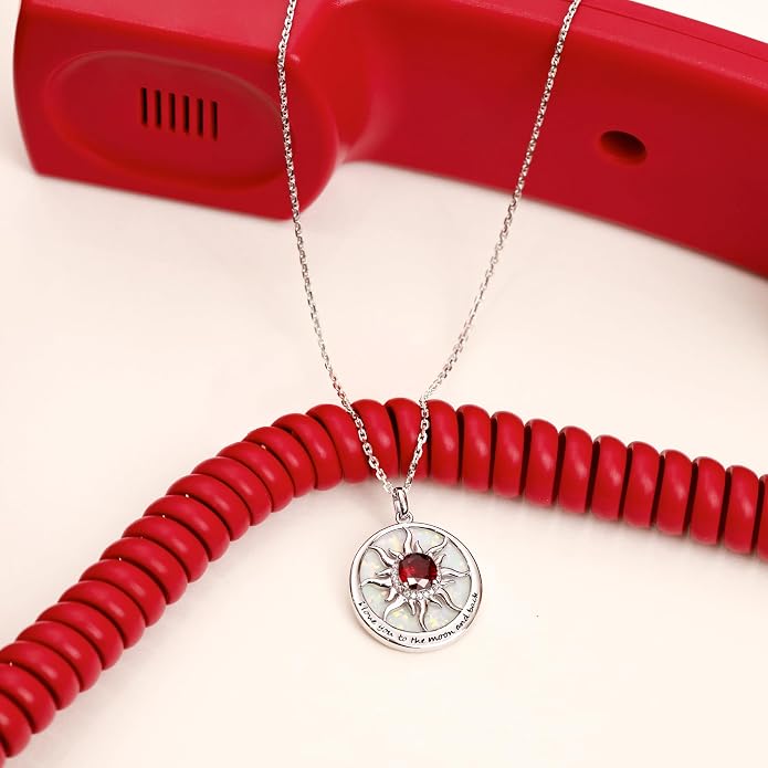 FANCIME Sunflower Necklace with Engraved Messgae 925 Sterling Silver Opal Gemstone Pendant Fine Jewelry Anniversary Birthday Gifts for Women Mom Wife Her, Chain Length 16+2 Inch