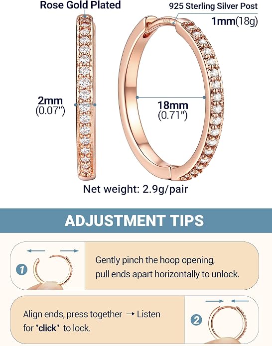 PROSTEEL Hoop Earrings for Women, Huggie Hoop with 925 Sterling Silver Post, 8/10/12/14/16/18/20mm Small Huggie Hoops, 14K Gold Plated/Silver/Black/Rose Gold Hypoallergenic Earrings Jewelry