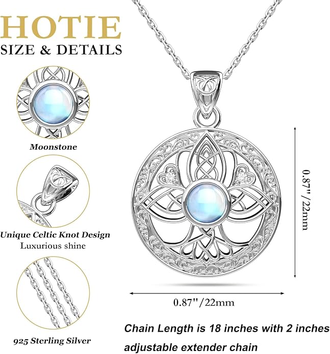 Birthstone Tree of Life Necklace for Women: 925 Sterling Silver Celtic Knot Pendant, Family Jewelry Gift for Mom Daughter Birthday Mother’s Day