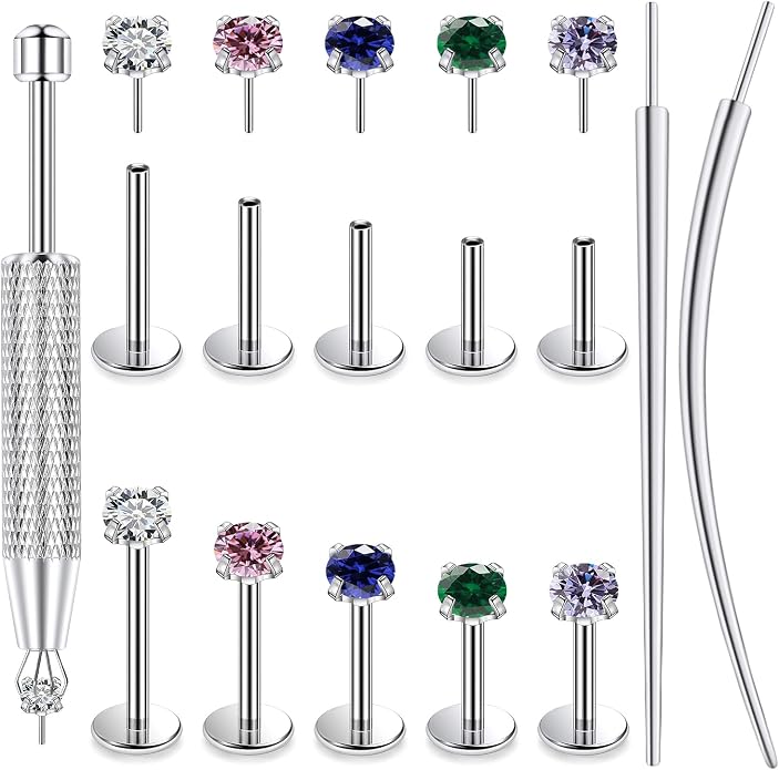 F136 Titanium 20/18/16g Threadless Earrings Nose Rings Lip Medusa Studs 6/7/8/10mm Piercing Jewelry for Women Men