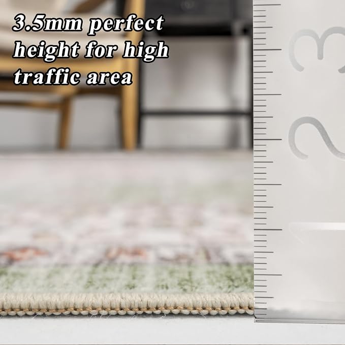 RUUGME Washable 9x12 Area Rugs - Large Boho Rugs for Living Room Kitchen Stain Resistant Carpet Vintage Tribal Rugs for Bedroom with Non Slip Backing Decor Floor Decoration Mat 9x12 Sage/Green