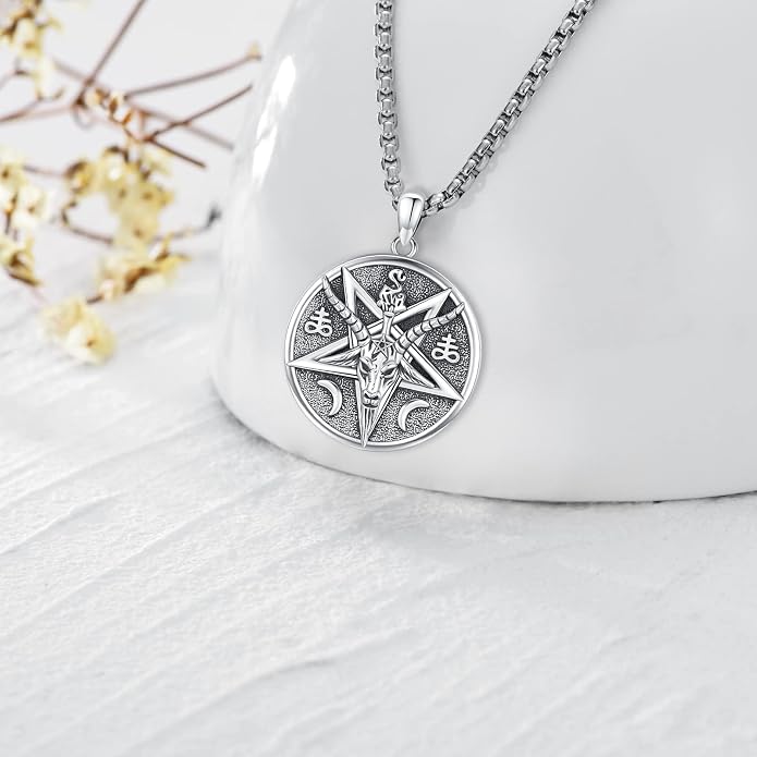 Pentagram/Celtic Knot/Witches Knot/Santa Muerte/Triple Moon Goddess/Baphomet/Hecate Necklace Sterling Silver Magic Wiccan Amulet Pagan Jewelry for Women Men