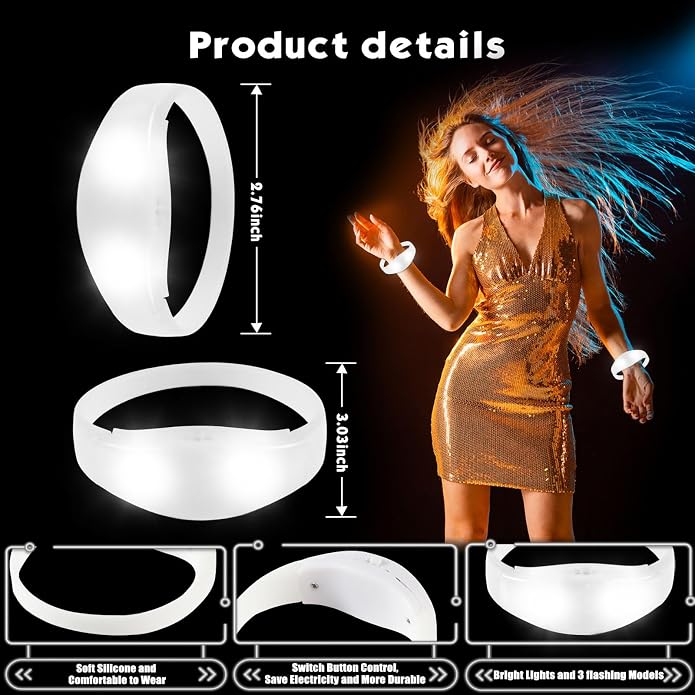 30 Pcs LED Glow Sound Activated Flashing Light Up for New Years Eve Glow in the Dark Party Supplies Christmas Party Favors Birthday Gift Carnival Concerts Night Events
