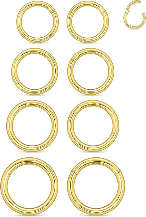 20G 18G 16G 14G 12G 10G 8G 6G Nose Rings Hoops 316l Surgical Steel Clicker Septum Lip Ring Tragus Helix Daith Rook Conch Snug Cartilage Lobe Earrings Hoop Piercing Jewelry For Women Men