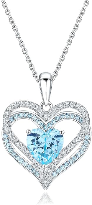 Anniversary Charm Necklace, Sterling Silver 14K Gold Plated Chain with Interlocking Heart Pendant Elegant Birthstone Necklaces for Women, Length 18"