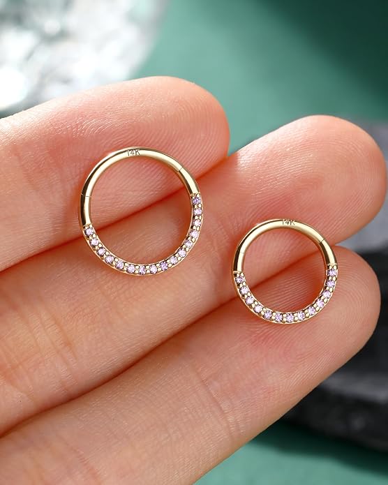 COCHARM 14K Solid Gold 18g/16g Nose Rings 16G Septum Rings Yellow Gold Tragus Helix Cartilage Conch Earring Hoops 18 Gauge Piercing Hoop