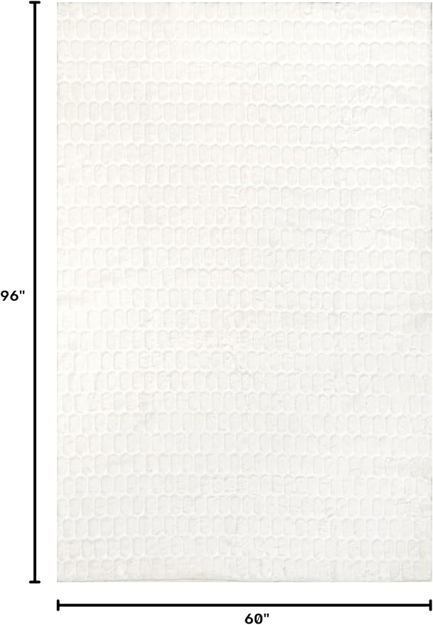 nuLOOM Nia White Geometric Washable Area Rug, 5' x 8' | Nuloom Nia Geometric 5' x 8' Machine Washable Area Rug for Living Room Bedroom Dining Room, White