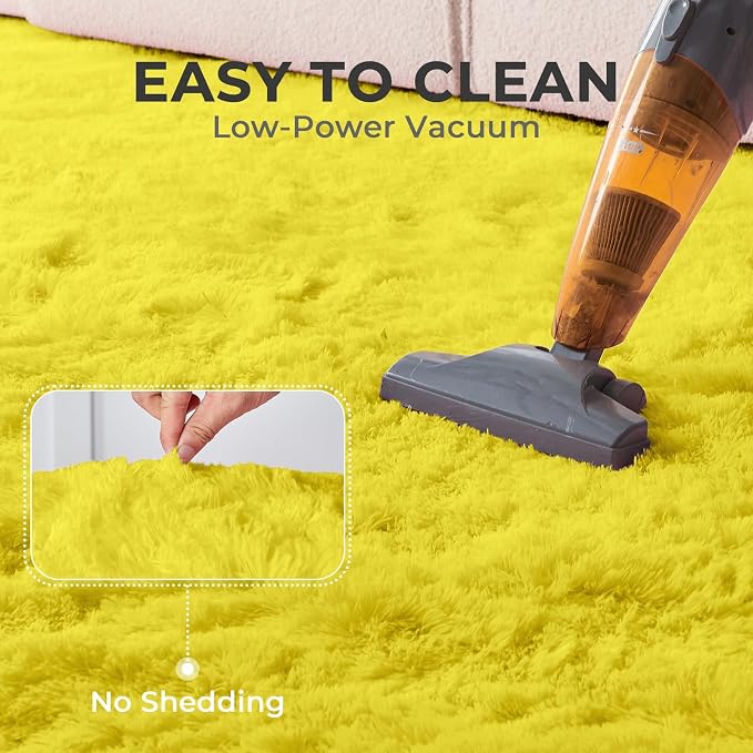 OPPODREAM 4x6 Yellow Rugs for Bedroom, Ultra-Soft Fluffy Area Rugs for Living Room, 4 x 6 Shag Carpet for Nursery, Kids, Girl, Boy, Baby, Plush, Fuzzy, Shaggy, Cute Home Decor