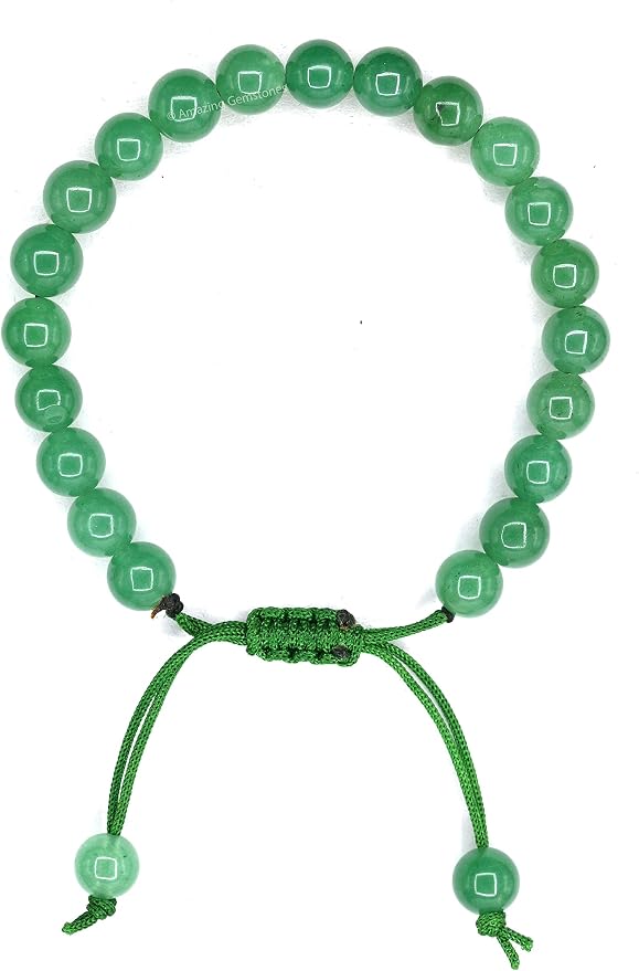 Amazing Gemstone Green Aventurine Bracelet, Gifts for Men & Women - Protection Healing Crystal Bracelet - 8mm Gemstone Beaded Adjustable Bracelet, Pulseras para Hombres Mujer Stocking Stuffers
