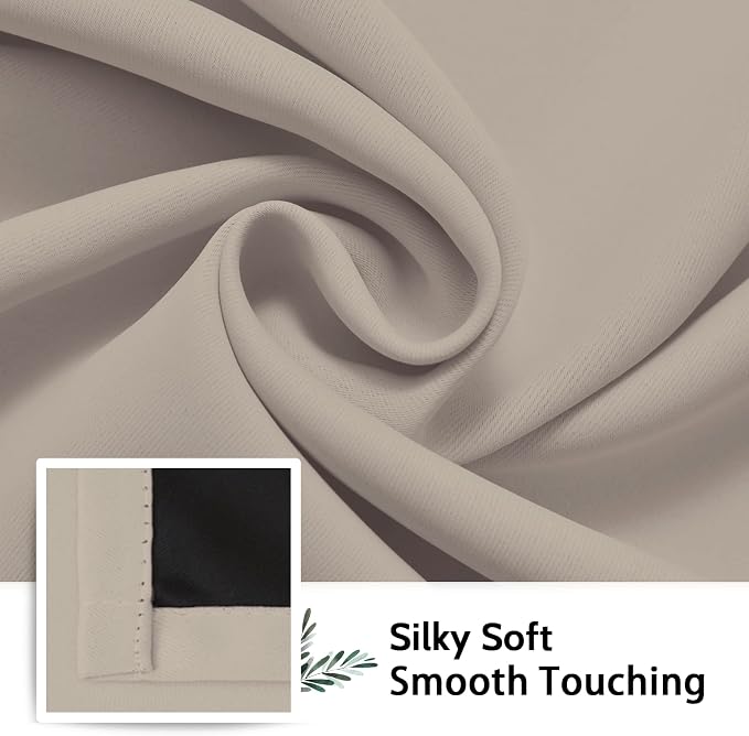 SimpleHome Natural 100% Blackout Curtains Room Darkening Living Room 84L | Curtains for Bedroom,Thermal Insulated Grommet Window Drapes,Curtains for Living Room with Black Back,62 x 84 Inch,2 Panels
