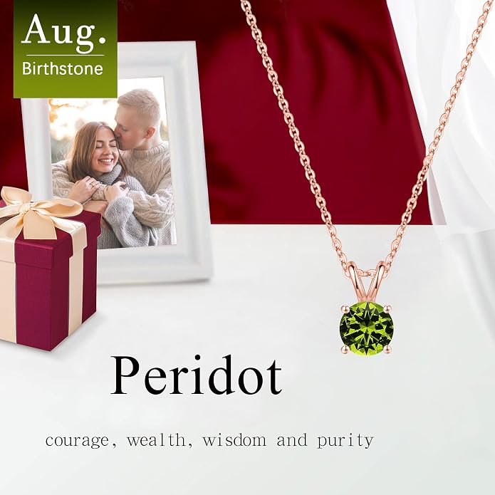 SMILEST Birthstone Necklaces for Women Mom Wife, 1ct Sparkle Round Cut Birthstone Pendant 925 Sterling Silver Necklace Anniversary Birthday Gifts for Women Mom Wife Friend