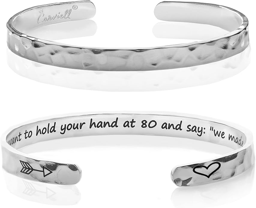 Carviell Bracelet - Gifts for Women – Inspirational, Friendship, Love, Mom, Daughter, Sister, Christian, Graduation, Memorial & Wedding Gifts – 100+ Phrases – Stainless Steel, Gift-Ready
