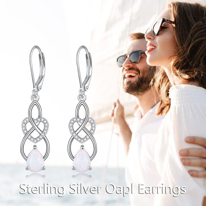 VONALA Dangle Earrings 925 Sterling Silver Opal Larimar Lapis Sapphire Turquoise Moss Agate Crystal Dangling Earrings Jewelry Gift for Women