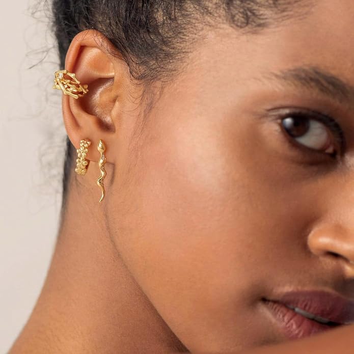 MYEARS Women Ear Cuff Earring Gold Non Pierced Ear Cartilage Clip on Wrap Hoop 14K Gold Filled Tiny Boho Beach Simple Minimalist Delicate Handmade Hypoallergenic Jewelry Gift-Sold as Single/Pair