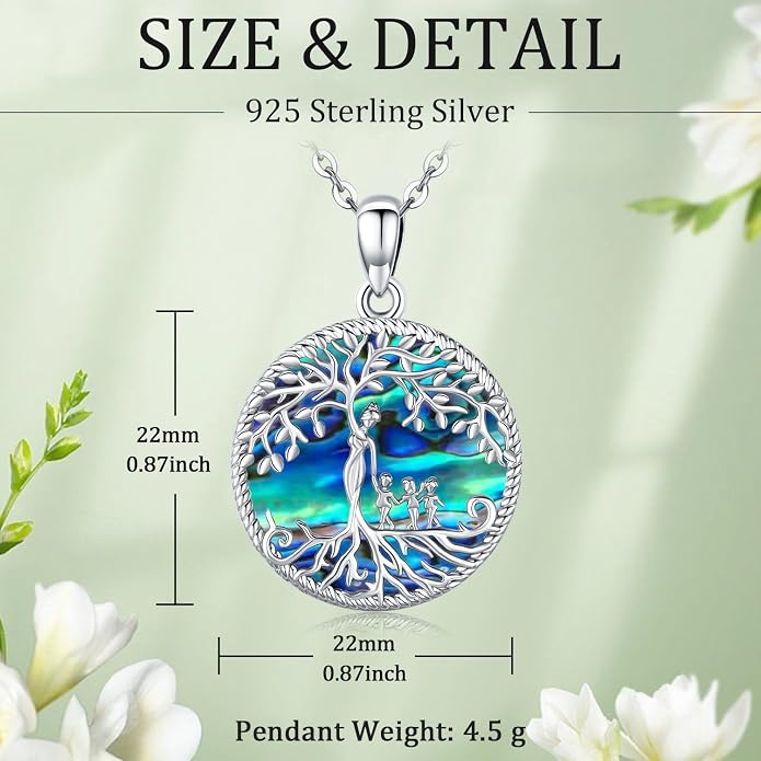 Odinstone Tree of Life Necklace, Sterling Silver Pendant for Women Family Tree Necklaces Jewelry for Mom/Wife/Grandma(With Fine Gift Box)