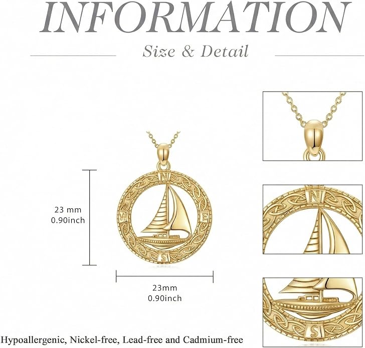 Compass/Sailboat/Lighthouse/Rudder Anchor Necklace for Women 18K Gold Plated Nautical Navy Jewelry Sea Lover Sailor Necklace Mothers Day Gifts for Women Mom Wife