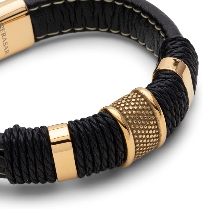 SERASAR Premium Leather Bracelet Men | Stainless Steel Magnetic Clasp | Three Colors | Jewelry Box Included