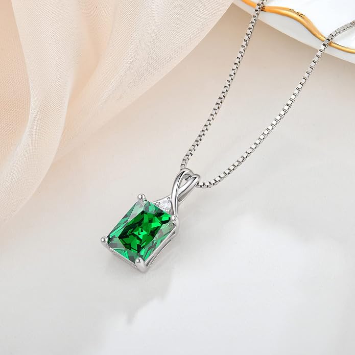 Fahonie 925 Sterling Silver Birthstone Necklace Jewelry Gift for Women Sister Wife Girlfriend Her