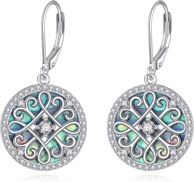TIGER RIDER Abalone Shell 925 Sterling Silver Dangle Earrings Lightweight Filigree Dangle Drop Earrings for Women