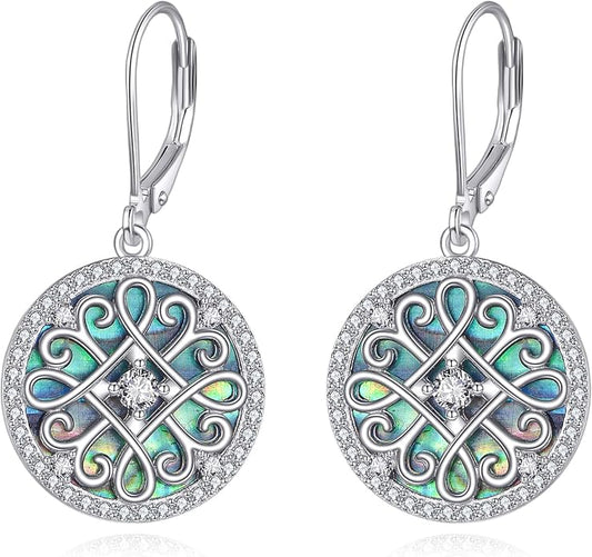 TIGER RIDER Abalone Shell 925 Sterling Silver Dangle Earrings Lightweight Filigree Dangle Drop Earrings for Women