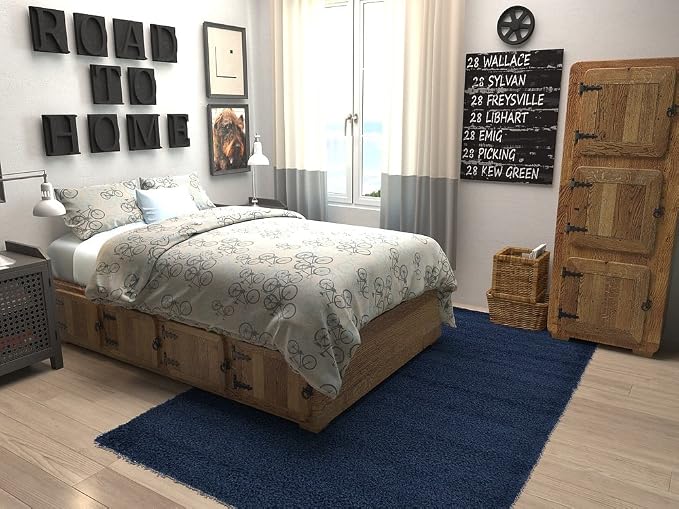 Unique Loom Solid Shag Collection Area Rug (5' 1" x 8' Rectangle, Sapphire Blue/ Navy Blue)
