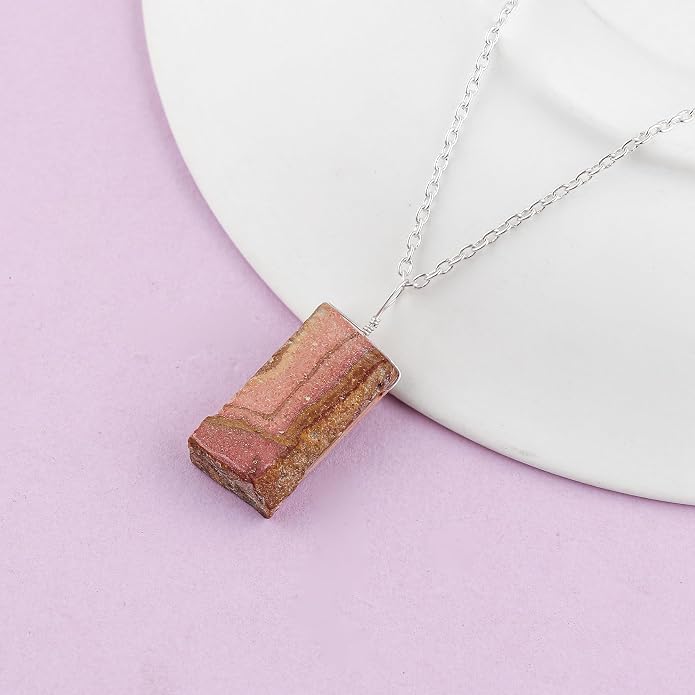 Natural Raw Gemstones Pendant Necklace, Rough Stones Dainty Jewelry, Handmade Bohemian Jewelry, Silver Plated Chain, Healing Crystals, Christmas Gift for Women