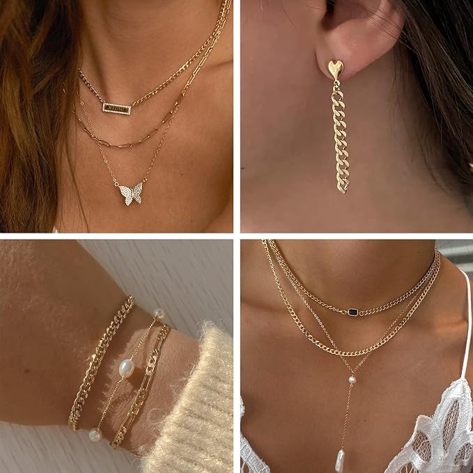 Kyutong 16.4 Feet Gold Plated Craft Chains for Jewelry Making Stainless Steel Curb Chain Roll for Women Men Necklace Bracelet DIY Supplies Findings