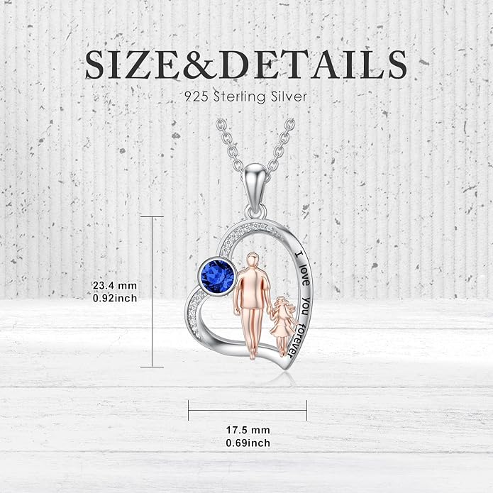 PROESS S925 Sterling Silver Daughter Heart Pendant Necklace from Dad Mom I Love You Forever Jewelry
