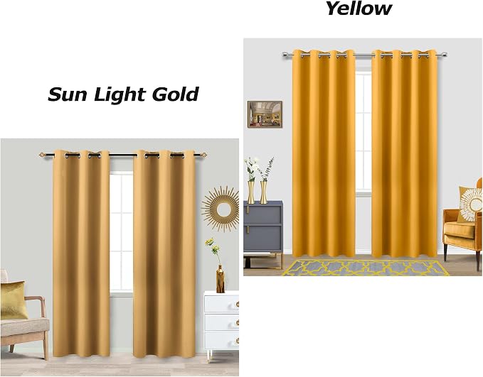 KOUFALL Yellow Mid Century Modern Curtains,Blackout Grommet Vintage Boho 50s 60s 70s Retro Curtains for Living Room Bedroom 84 Inches Long 2 Panels Set Light Sunflower