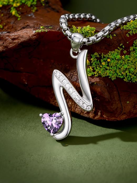 Birthday Gifts for Women Alphabet A to Z Initial Birthstone Pendant Necklaces for Women - 18k White Gold Plated Personalized Name Jewelry Anniversary Graduation Gifts for Wife Her Daughter Girlfriend(with Gift Box)