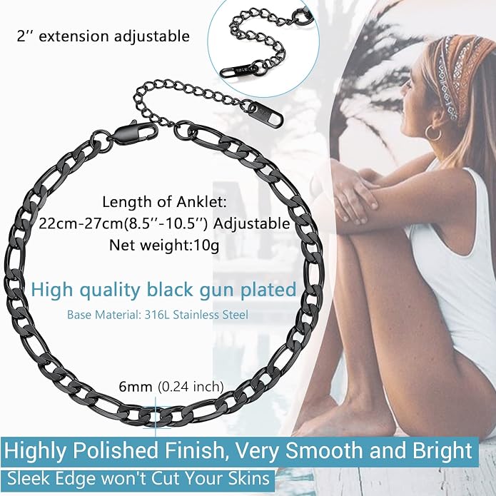 PROSTEEL Gold/Silver Anklets for Women Waterproof, 14K Gold Plated Ankle Bracelet Non Tarnish, Jewelry Gifts Adjustable