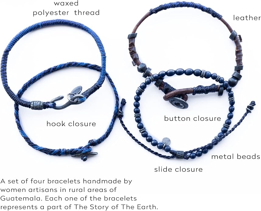 Wakami Earth Charm Bracelet Stack | Braided Beaded Stackable Bracelets for Women | Waterproof Fair Trade Handmade Boho Jewelry for Women and Men
