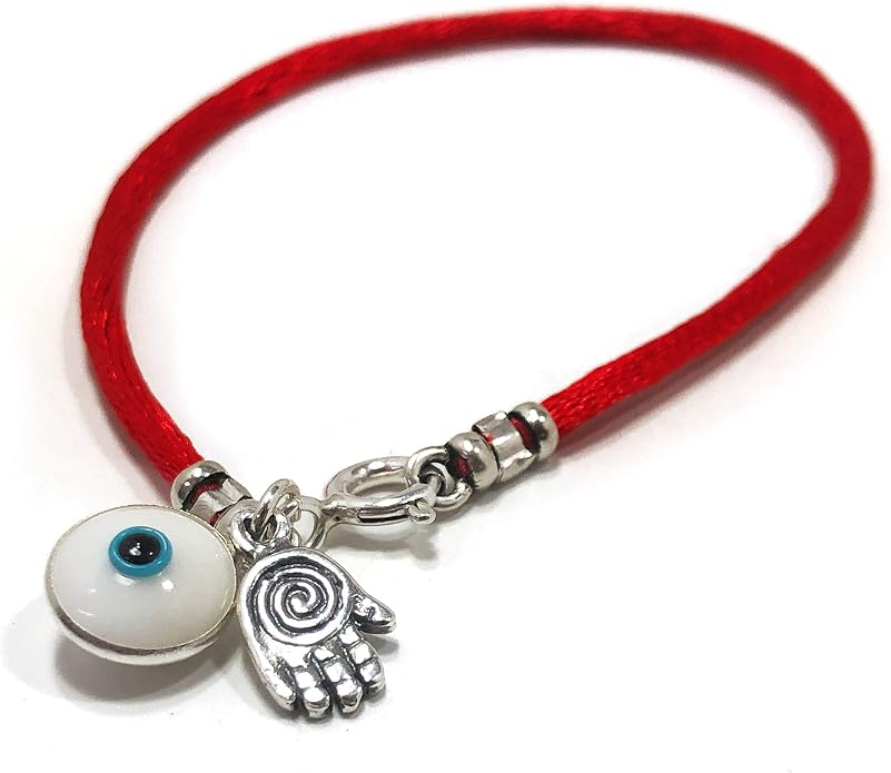 Hamsa Protection Bracelet for Men 8" Length, Red Silk String with Hamsa Hand Charm - Evil Eye Protection Jewelry for Success & Friendship - Gift in Cotton Pouch