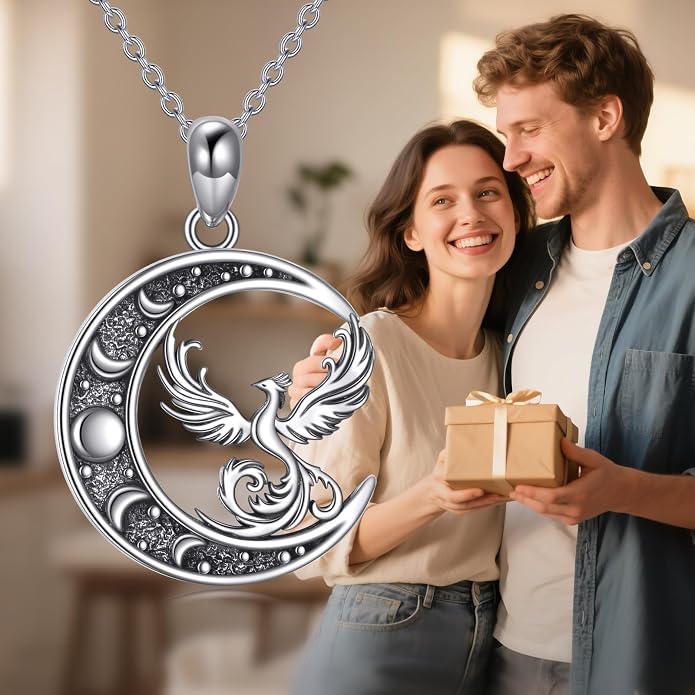 Sun and Moon Necklace 925 Sterling Silver Sun Moon Pendant Gemstone Jewelry Gifts for Women