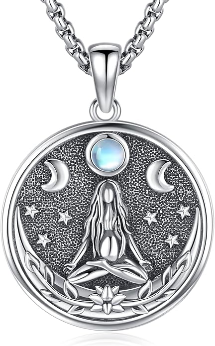 Pentagram Necklace Sterling Silver Triple Moon Goddess/Celtic Knot Witches Knot/Ankh/Sun and Moon/Hecate/Lilith/Santa Muerte/Tetragrammaton Pendant Necklace Pagan Wiccan Magic Egyptian Amulet Jewelry for Women Men