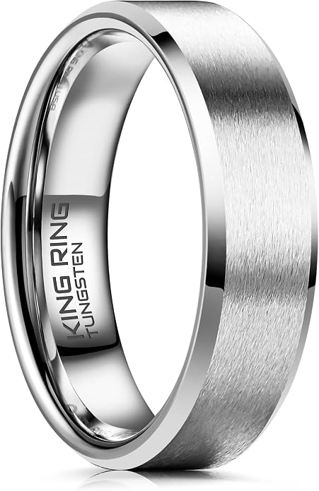 King Ring Tungsten 4/6/8/10mm Rings – Super Polished Matt Finish Tungsten Rings – Designed in USA