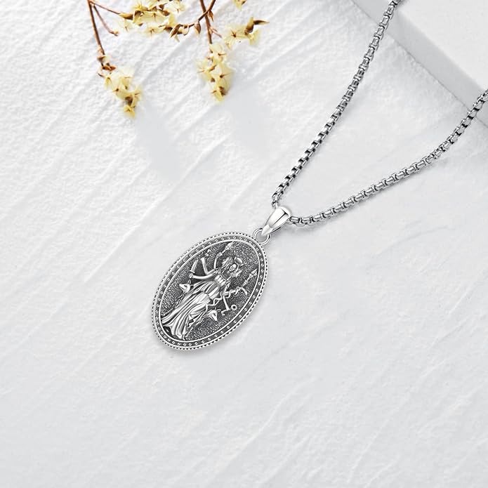 Pentagram Necklace Sterling Silver Triple Moon Goddess/Celtic Knot Witches Knot/Ankh/Sun and Moon/Hecate/Lilith/Santa Muerte/Tetragrammaton Pendant Necklace Pagan Wiccan Magic Egyptian Amulet Jewelry for Women Men