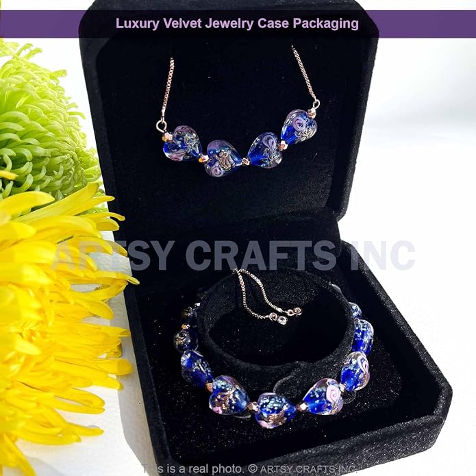 ARTSY Crafts Glow in the Dark Heart Shaped Glass Bead Bracelets & Necklaces, Handmade in USA