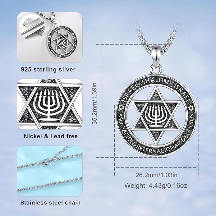 AEONSLOVE Tetragrammaton De Plata 925 Sterling Silver Tetragrammaton Necklace/Metatron Cube Pendant Amuleto De Proteccion Gifts for Women Men