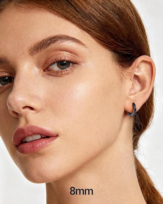 PROSTEEL Hoop Earrings for Women, Huggie Hoop with 925 Sterling Silver Post, 8/10/12/14/16/18/20mm Small Huggie Hoops, 14K Gold Plated/Silver/Black/Rose Gold Hypoallergenic Earrings Jewelry