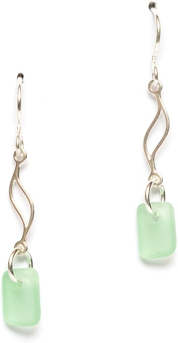 Journey Sea Glass Earrings - Sterling Drop Beach Earrings for Women by EcoSeaCo, using sustainable, recycled and repurposed material. Handmade Jewelry in the USA