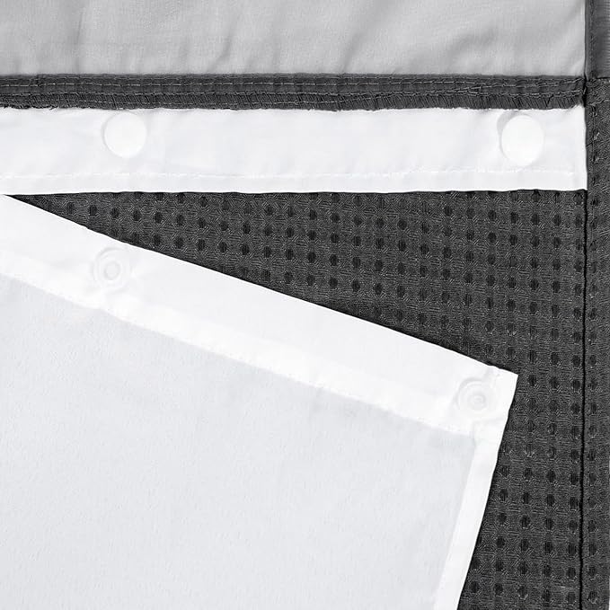River Dream Heavyweight No Hooks Required Dotted Waffle Weave Shower Curtain with Snap in Liner - 71W x 74H,Hotel Grade,Spa Like Bath Curtain,Graphite Grey