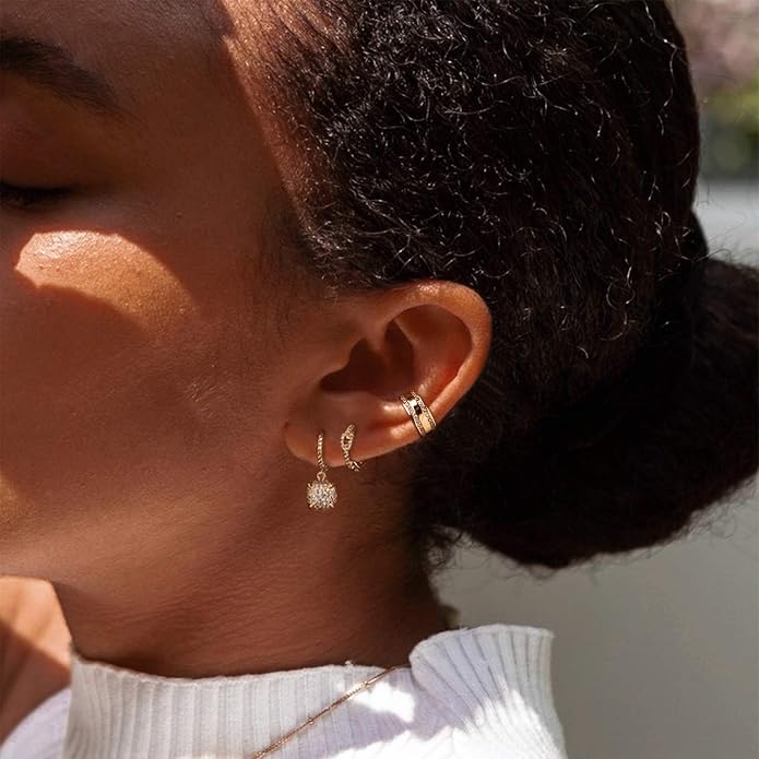 MYEARS Women Ear Cuff Earring Gold Non Pierced Ear Cartilage Clip on Wrap Hoop 14K Gold Filled Tiny Boho Beach Simple Minimalist Delicate Handmade Hypoallergenic Jewelry Gift-Sold as Single/Pair
