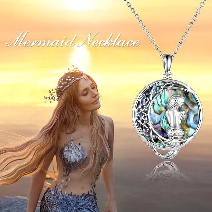 POPLYKE Mermaid Necklace 925 Sterling Silver Classic Necklace Mermaid Pendant Birthday Gifts Jewelry for Women