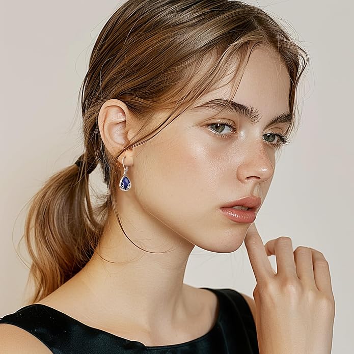 Dangle Earrings Sterling Silver Moonstone/Turquoise/CZ/Crystal Earrings for Women Tree of Life Animal Filigree Leverback Earrings Jewelry Gifts