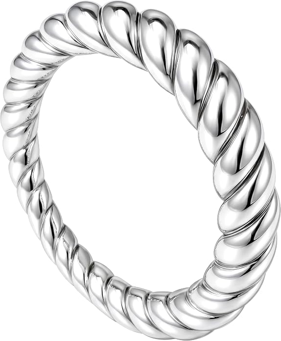 Non Tarnish Gold Chunky Rings for Women, 14K Gold Plated Statement Dome Rings Stacking Silver, Adjustable Mens Eternity Wedding Band Mixed Metal Jewelry Size 3-13