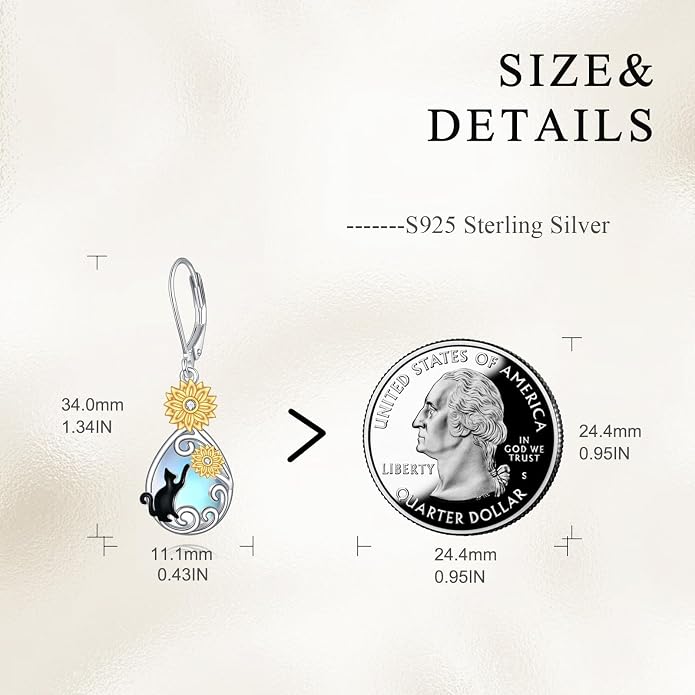 AOBOCO Teardrop Dangle Earrings for Women 925 Sterling Silver Moonstone Flower Filigree Leverback Jewelry Birthday