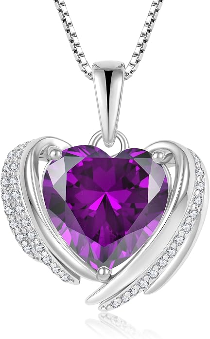 Birthstone Heart Necklace for Women, Infinity Love Heart Birthstone Crystal Charm, 925 Sterling Silver Zirconia Necklace for Mother's Day for your mother and jewelry for your beloved ones on anniversaries