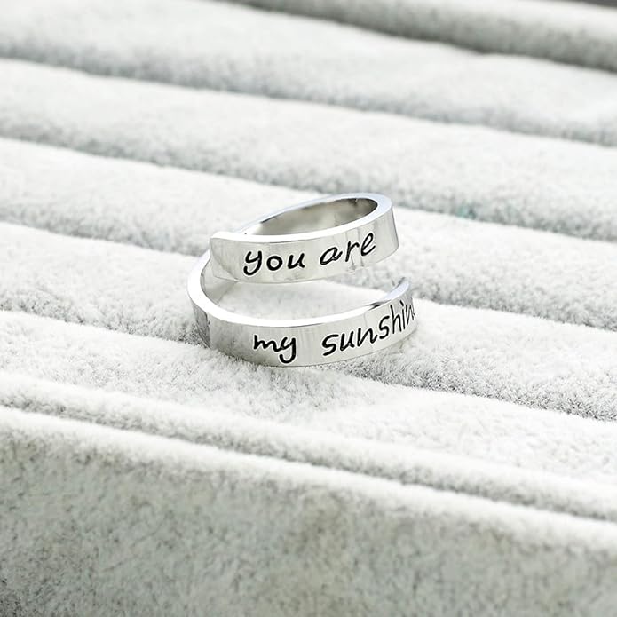 Inspirational Rings for Women Statement Stainless Steel Spiral Wrap Twist Ring Encouragement Personalized Jewelry Birthday Gifts